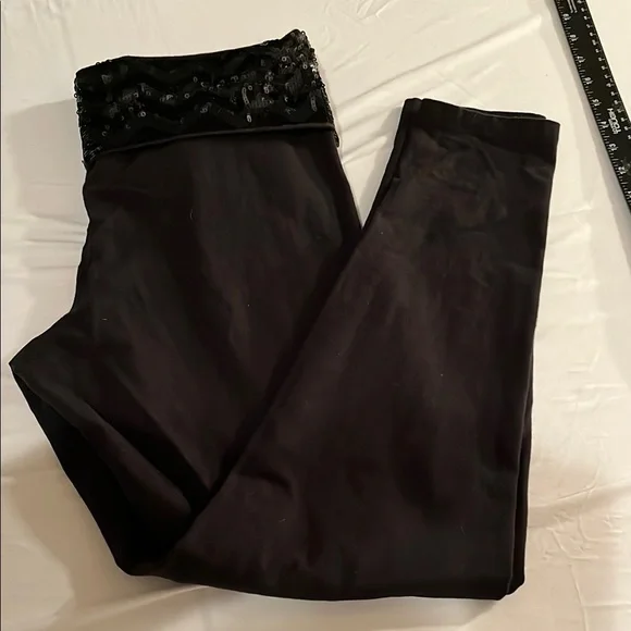 Pink Victoria's Secret size large Black Leggings with Sequin Waistband - Picture 9 of 9